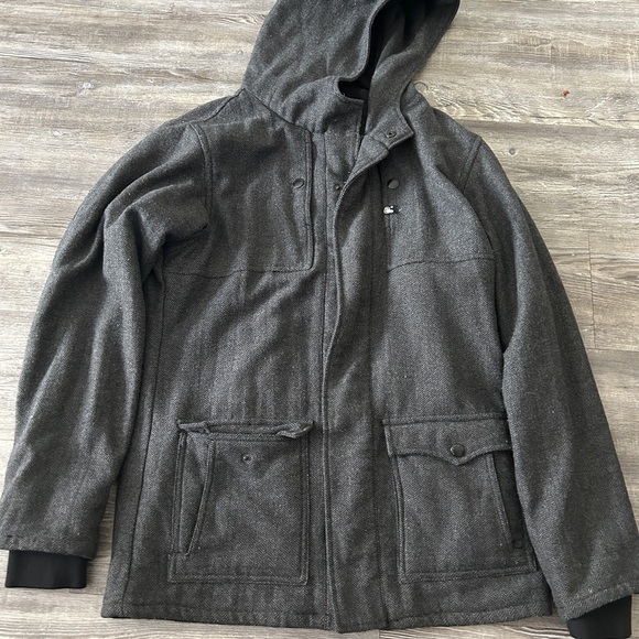 Men's Dark Gray Hooded Jacket - Picture 2 of 7